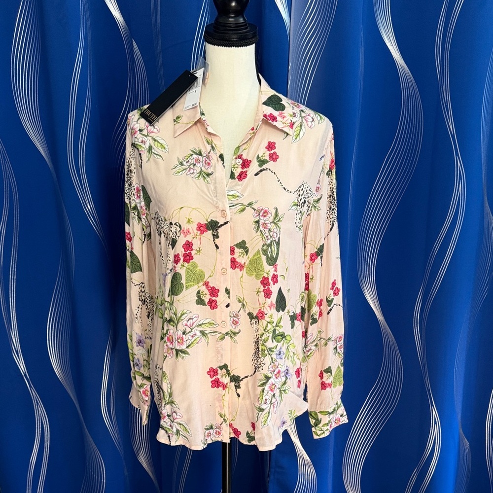 Truth By Republic Floral Women's Blouse - Cream and Pink
